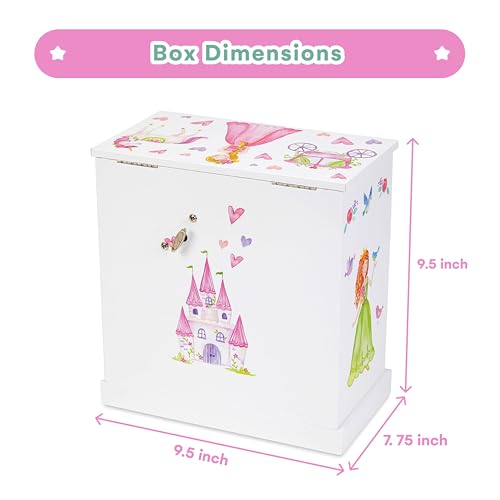 Musical Jewelry Box for Girls with Spinning Princess and 3 Drawers