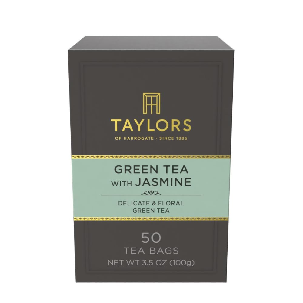 Taylors of Harrogate Green Tea - Jasmine Pillow Tea Bags, 50 Count | Delicate & Floral Flavor, Hot or Iced