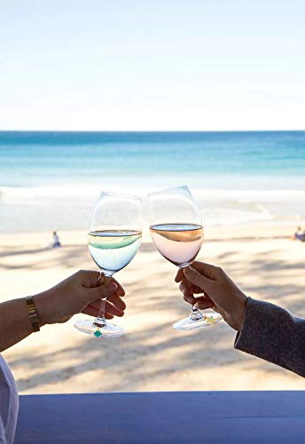 MOSNLEILA Wine Glass Charms - 18 Colorful Beach-Themed Christmas Favors - Unique Stemware Marker Set