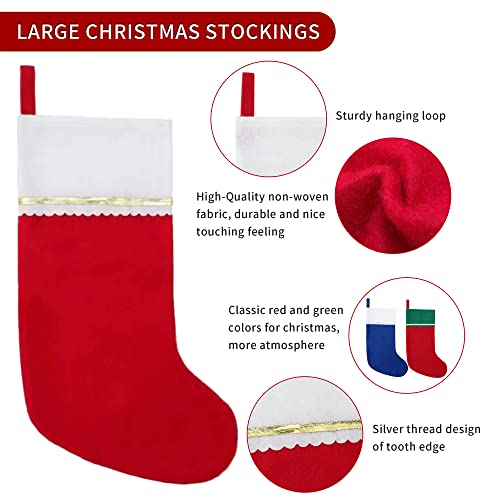 24 Pack 19-Inch Felt Christmas Stockings with White Cuff & Gold Trim