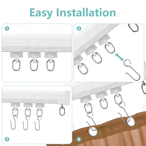 Heavy Duty Curtain Track System for Ceiling or Wall Mount - 48 Piece Set