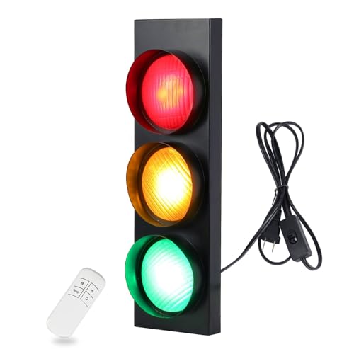 HOMIER 1-Side 3-Light Traffic Light Wall Lamp Remote Control Retro Decor