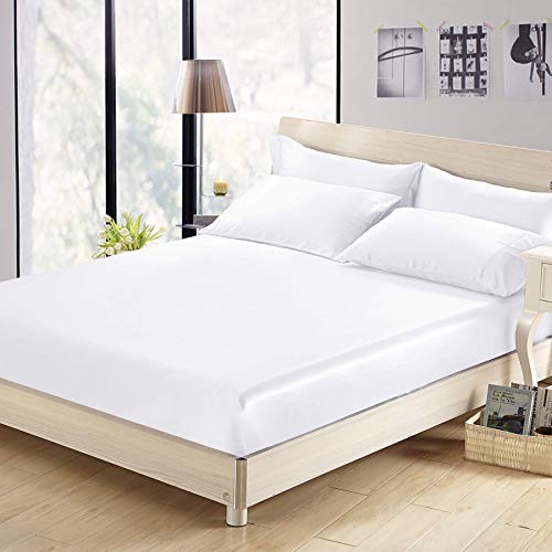 LILYSILK 100% Mulberry Silk Fitted Sheet Twin 19 Momme Deep 16" Pocket White