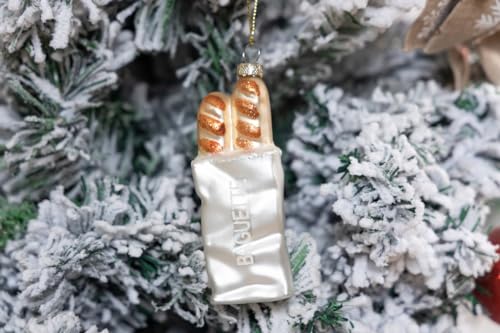 Set of 2 Hand-Blown Glass Baguette Christmas Ornaments