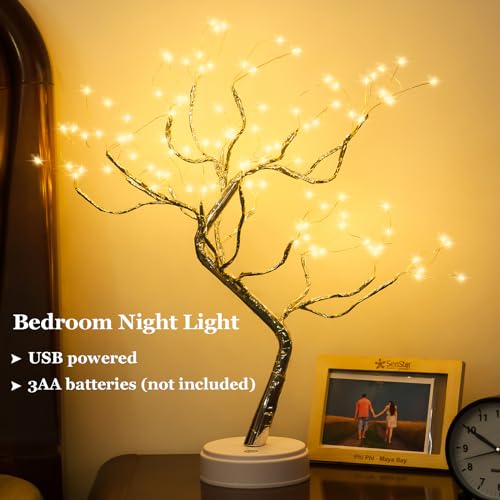 20" LED Bonsai Tree Lamp with USB/Battery Power - DIY Decor