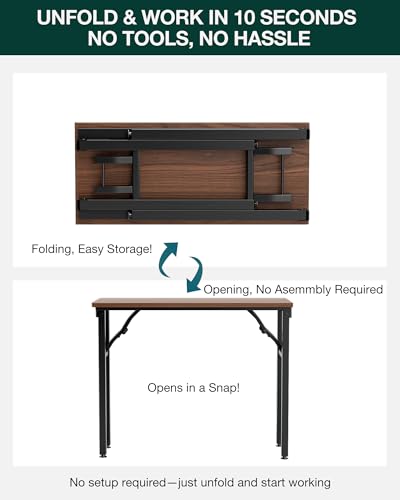 36-Inch Folding Laptop Desk, Portable Collapsible Study Table for Small Spaces