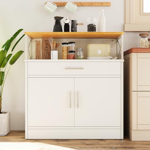 31-Inch Farmhouse Coffee Bar Cabinet with Adjustable Storage Shelves