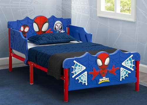 Spidey and His Amazing Friends 3D Toddler Bed with Guardrails, Blue