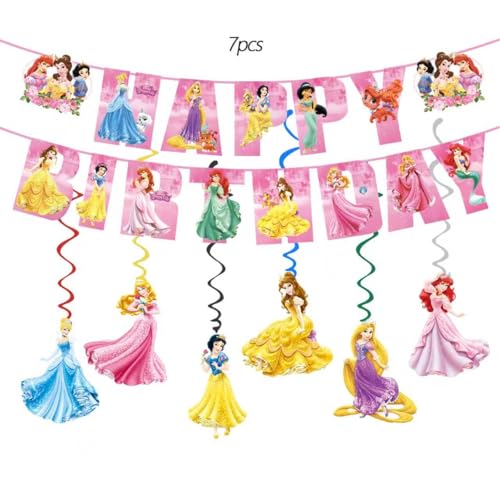 Princess Birthday Party Set with Plates Cups Napkins Banner Swirls Tablecloth 88PCS