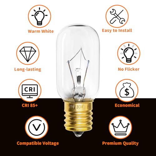 E17 Microwave Light Bulb 125V 30W Dimmable - 2 Pack Warm White