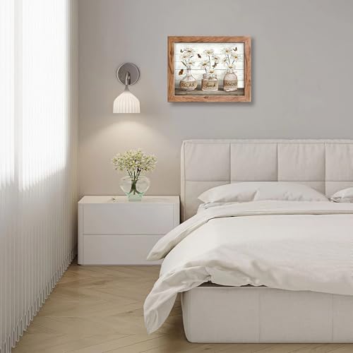 Rustic Farmhouse Bathroom Wall Art Set, Daisy Floral Canvas Prints 8x10