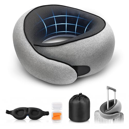 Purroch G-Shape Memory Foam Travel Neck Pillow Medium Gray - 360° Support