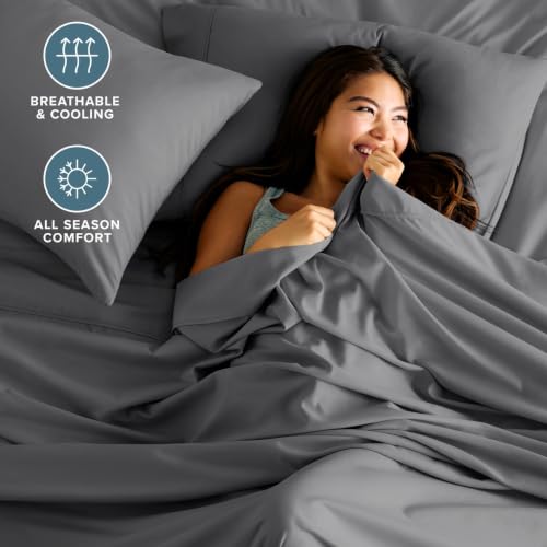 Bare Home Queen Sheet Set - 1800 Ultra-Soft Grey Bed Sheets with Deep Pockets
