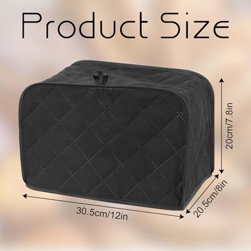 Quilted 2-Slice Toaster Cover - Durable Canvas Dust Protector, Black