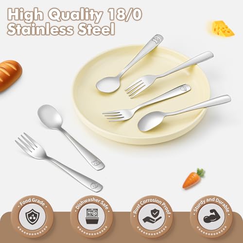 12-Piece Stainless Steel Toddler Utensils Set with Forks and Spoons