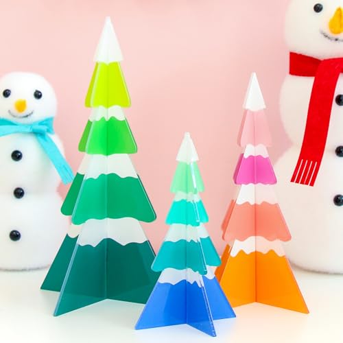 C.R. Gibson Slant 3-Piece Acrylic 3D Christmas Tree Set - Large 10" Tall (Variation: Christmas Tree)