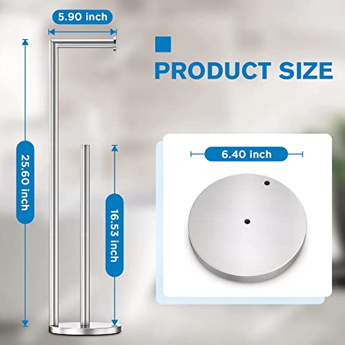 Free Standing Toilet Paper Holder Stand - Brushed Nickel Stainless Steel