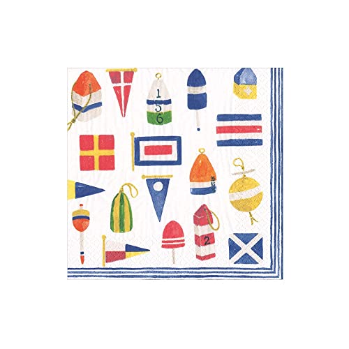 Caspari Nantucket Paper Cocktail Napkins - 20 Count, Eco-Friendly, Model 1