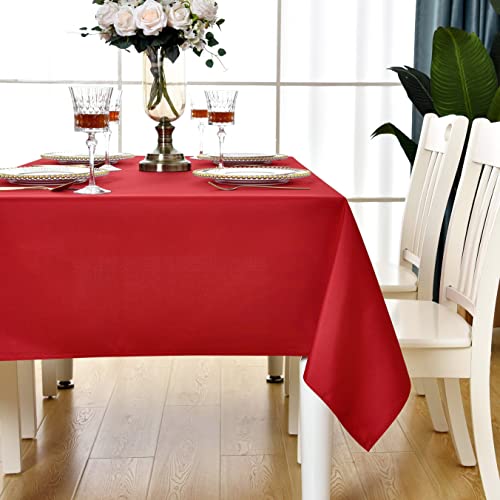 KAIPHO Waterproof Red Rectangle Tablecloth 60 x 102 Inches for Indoor & Outdoor Use