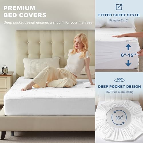 BEDLORE Full Size Waterproof Bamboo Mattress Protector - Deep Pocket