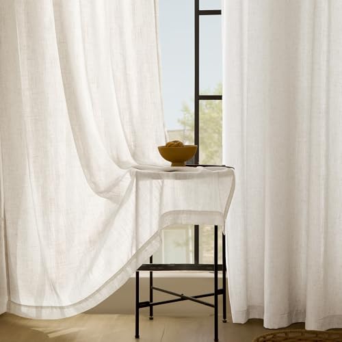 Light Filtering Linen Curtains Set of 2 Panels 92 Inch