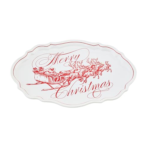 Mud Pie Toile Platter 11 1/2 x 16 inches Stoneware Serving Platter