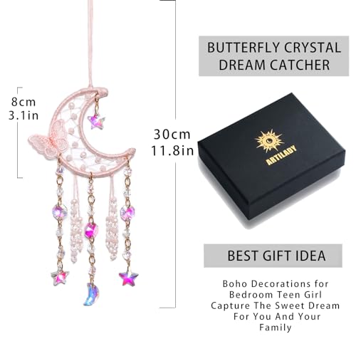 Butterfly Crystal Dream Catcher Suncatcher Boho Wall Decor for Bedroom
