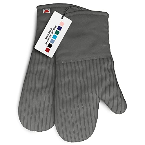 Silicone Oven Mitts, 12.5-Inch Heat-Resistant Kitchen Gloves (Set of 2)