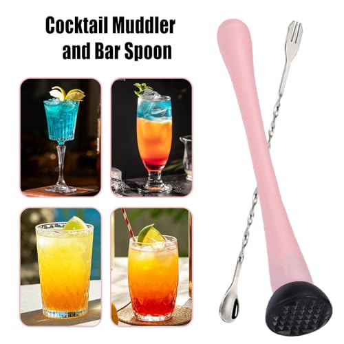 BOBOAR Cocktail Muddler with Bar Spoon - Dual-Function Bar Tool for Cocktails, Lemonade & Drinks