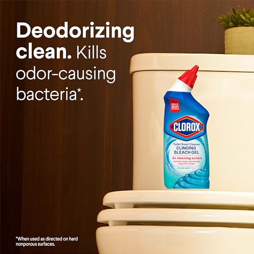 Clorox Toilet Bowl Cleaner Clinging Bleach Gel Ocean Mist 24 Fl Oz 2-Pack