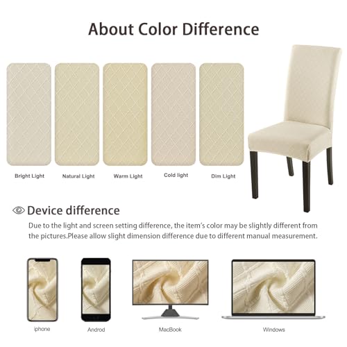 Stretch Jacquard Dining Chair Covers (Set of 6) - Removable Parsons Slipcovers