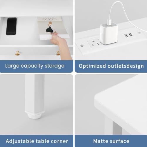27-Inch Wide 3-Drawer Nightstand with Built-in Charging Station, White