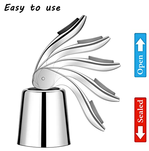 2-Pack Stainless Steel Wine Stoppers - Airtight Leakproof Bottle Sealers