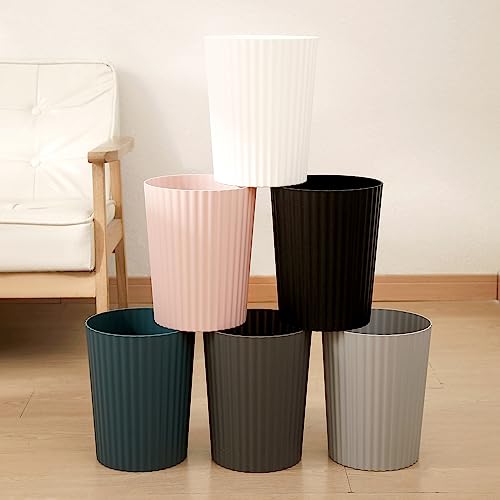 Small Round Plastic Trash Can - 1.8 Gallon Open-Top Wastebasket, Pink