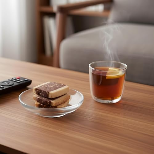 Glass Saucer Plates Set of 6 - Coffee & Tea Side Dishes, Small Appetizer Plates