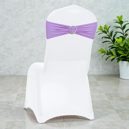 Spandex Chair Sashes with Slider Buckle - Pack of 100 Lavender Stretch Bands