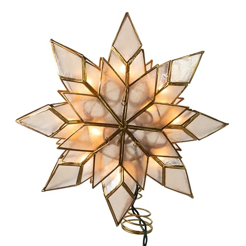 10-Light Pre-Lit Capiz Shell Star Christmas Tree Topper - 9.25 Inch