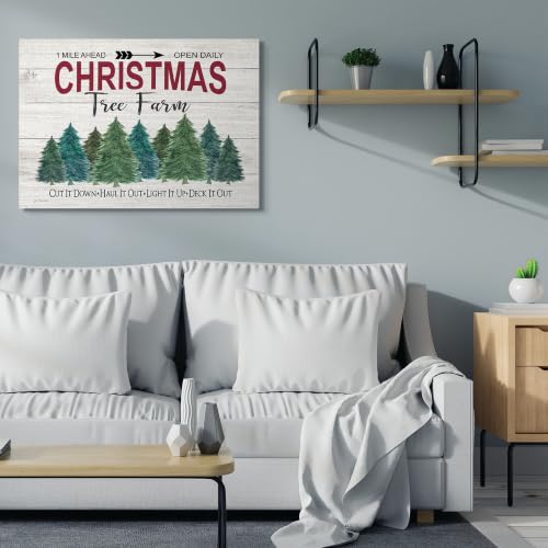 Christmas Tree Farm Wood Texture Canvas Wall Art 36 x 48 Inches - Holiday Decor
