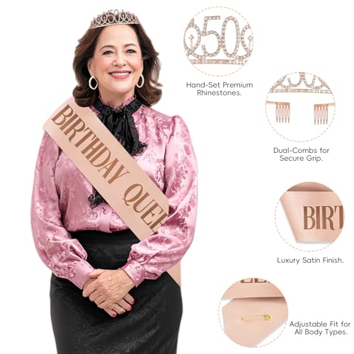50th Birthday Party Decorations Kit - Rose Gold and Black 1976 Theme