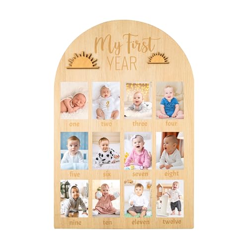 Baby First Year Photo Frame Board - Boho Sun 12 Month Milestone Keepsake