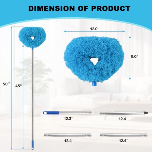 Microfiber Ceiling Fan Duster with Extension Pole (13-49.7 in) - Blue