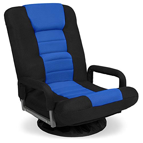 360-Degree Swivel Floor Gaming Chair with Adjustable Backrest and Armrests