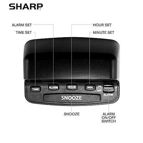 Digital Alarm Clock with Keyboard Controls, Red LED Display & Battery Backup