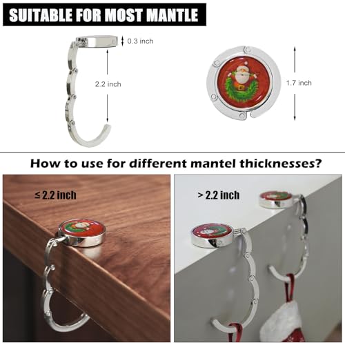 Set of 4 Foldable Christmas Stocking Holders for Mantle, Heavy Duty Metal Hooks
