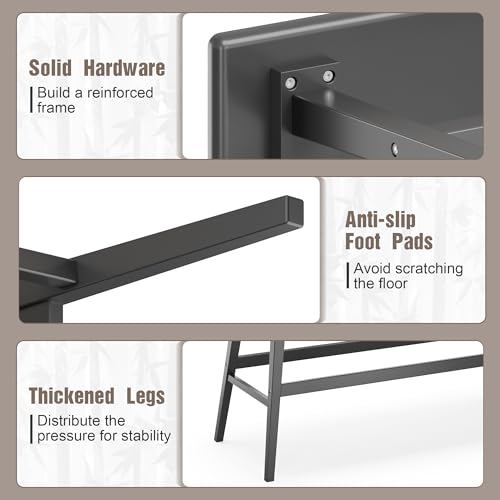 Farmhouse Spindle Back Dining Bench - Durable Black Rubber Wood Seating