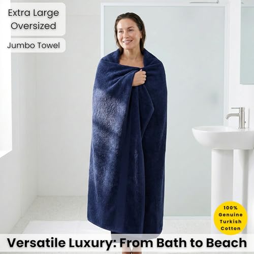 SALBAKOS 100% Turkish Cotton Bath Sheet - 40x80 Oversized Towel (Navy Blue)