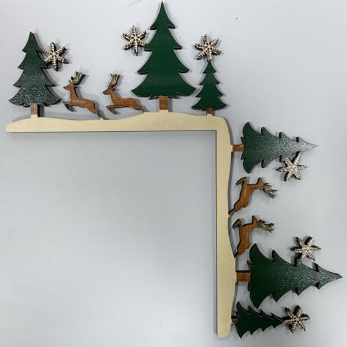 Sanmtang Christmas Door Corner Decor Tree - Wooden 8x5 in Holiday Sign for Door/Windows (Trees Variation)