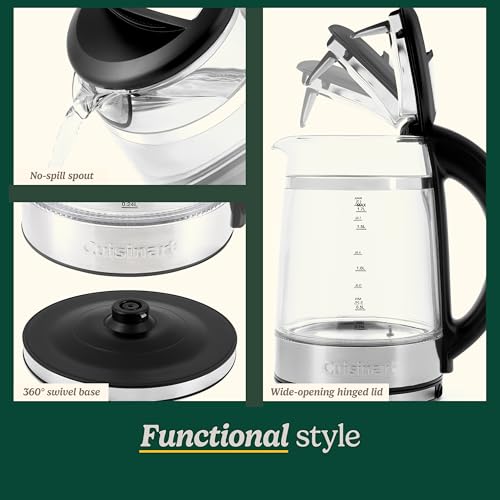 1.7L Glass Electric Kettle with Variable Temperature Touchscreen Control