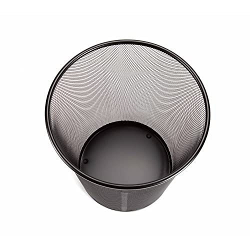 6-Gallon Round Steel Mesh Trash Can (2-Pack) - Black Office Wastebasket