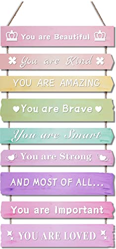 Inspirational Wooden Wall Art Hanging Plaque for Girls Bedroom Decor